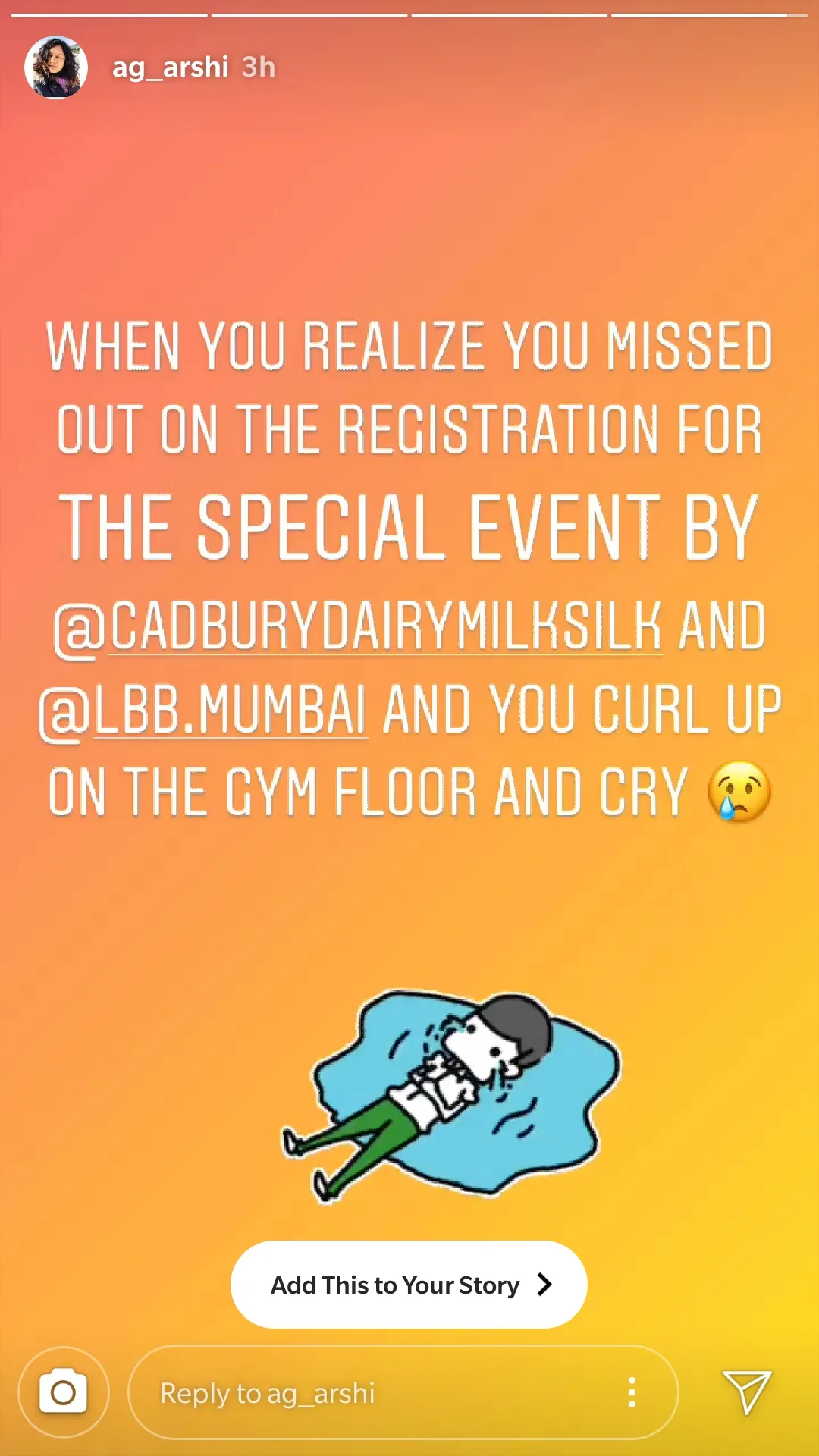 Instagram story screenshot reacting to the Cadbury Silk Oreo Red Velvet launch.